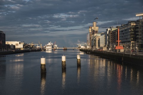Ireland, Dublin, Harbor and Lifey River