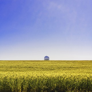 Ukraine, Dnepropetrovsk region, Dnepropetrovsk city, Radar in middle of field of wheat
