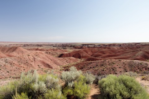 USA, Arizona, Painted Desert National Park, Blue sky over mountain range