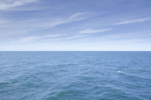Blue seascape with horizon over Atlantic Ocean