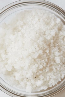 Close-up of sea salt in ramekin