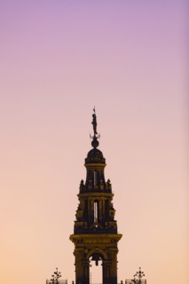 Spain, Seville, Silhouette of Giralda tower