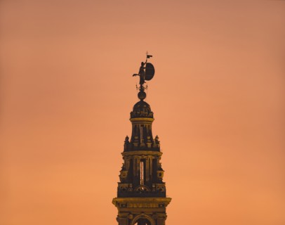 Spain, Seville, Silhouette of Giralda tower