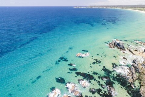 Australia, New South Wales, Bermagui, Seascape and beach
