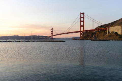USA, California, San Francisco, Golden Gate Bridge at sunset