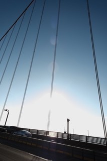 USA, California, San Francisco, Golden Gate Bridge in sunlight