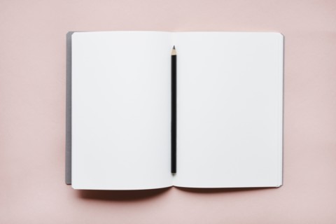 Pencil on open notebook