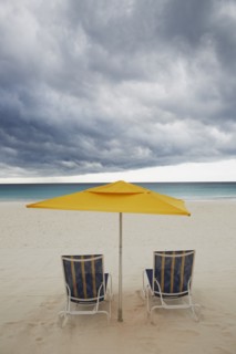 Chairs and umbrella on beach