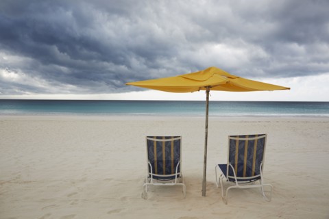 Chairs and umbrella on beach