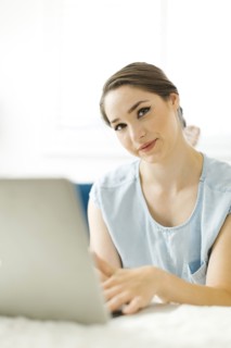 Woman using laptop