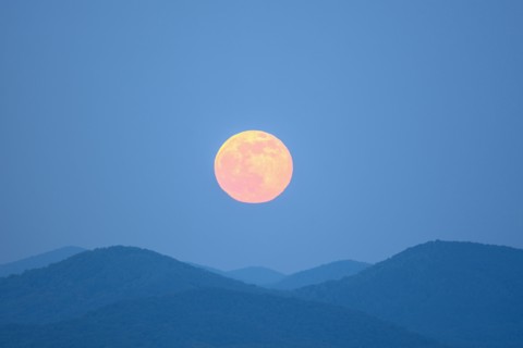 Full moon over Blue Ridge Mountains
