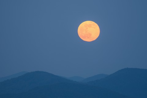 Full moon over Blue Ridge Mountains