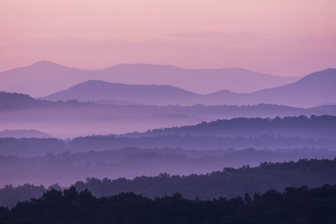 Fog at sunrise in Blue Ridge Mountains