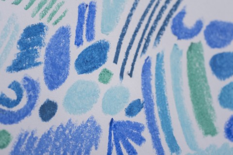 Child's blue toned drawing