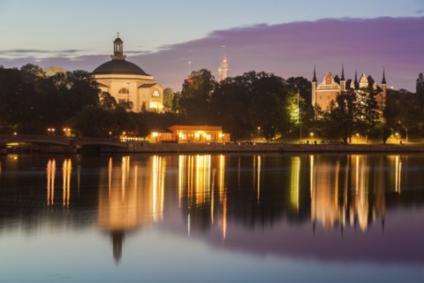 Skeppsholmen Church at sunset in Stockholm, Sweden