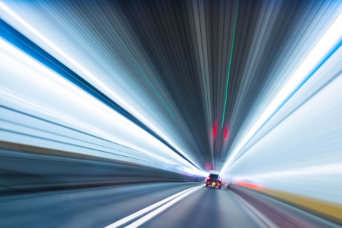 Long exposure of car in tunnel