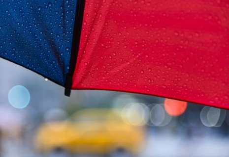Close up of umbrella on rainy day
