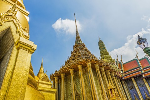 Low angle view of Wat Phra Kaew in Bangkok, Thailand