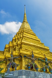Statues on Wat Phra Kaew in Bangkok, Thailand