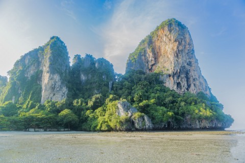 Cliffs by sea in West Railay, Thailand
