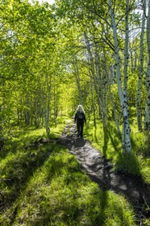 Woman hiking in Sun Valley, Idaho, USA