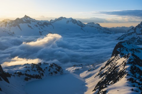 Peaks of Cascade Mountains in North Cascades National Park, Washington State, USA