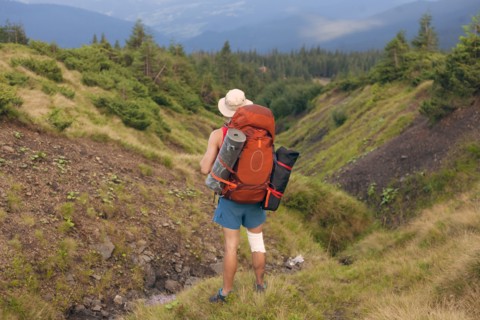 Man hiking in the Carpathian Mountain Range