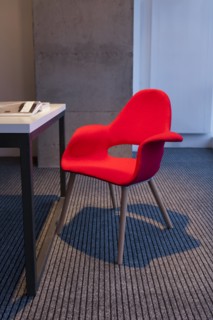 Red chair by desk