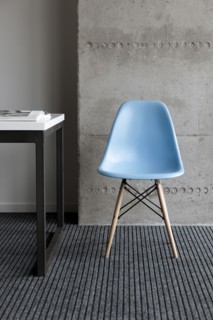 Blue chair by desk