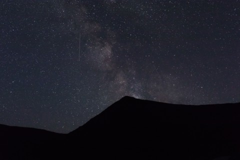 Silhouette of mountain at night