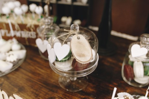 Desserts in cake stand during wedding