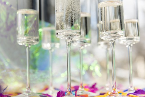Champagne glasses with confetti