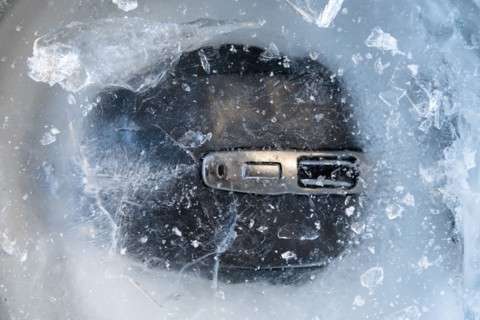 Computer mouse in ice