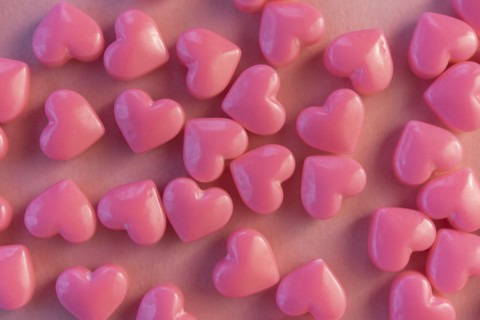 Pink heart shaped candy