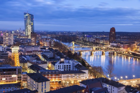 Cityscape at sunset in Frankfurt, Germany