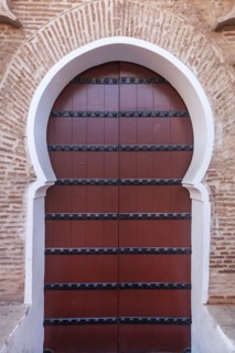 Wooden door of Koutoubia Mosque in Marrakesh, Morocco
