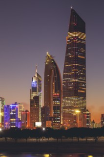 Skyline at sunset in Kuwait City, Kuwait