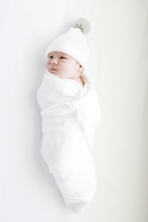 View directly above swaddled baby boy