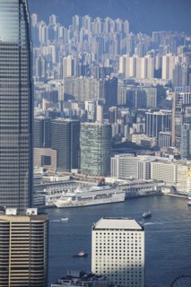 Cityscape with Nina Tower in Hong Kong, China