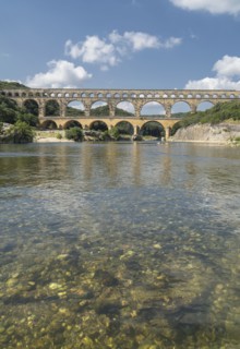 Pont du Gard over Gardon River in Vers-Pont-du-Gard, France