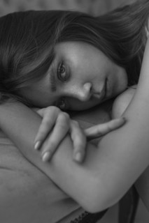 Black and white portrait of young woman