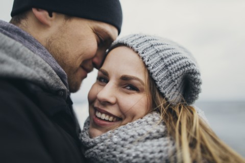 Young couple wearing warm clothing
