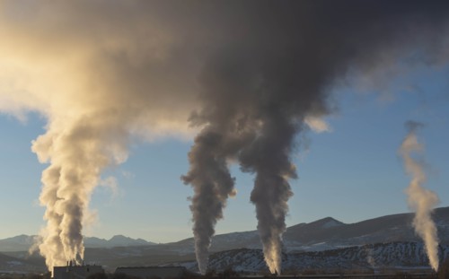 Smoke from factories in Colorado, USA