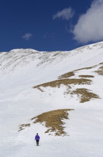 Woman hiking on Loveland Pass in Colorado, USA