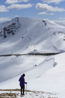 Woman hiking on Loveland Pass in Colorado, USA