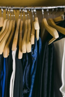 Clothes in wardrobe