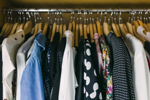 Clothes in wardrobe