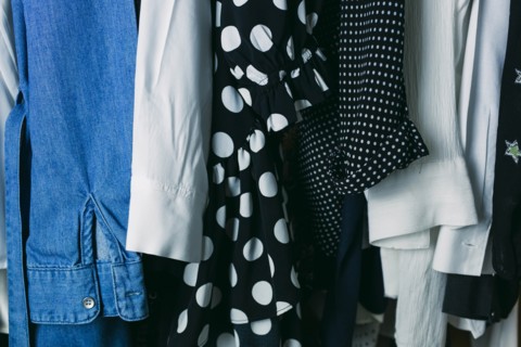 Clothes in wardrobe