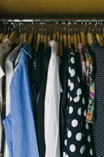 Clothes in wardrobe
