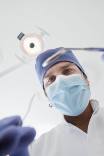 View directly below dentist during examination